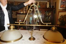 suspension pour eclairage billard en laiton et verre
