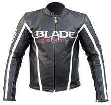 BLADE TRINITY Blouson Moto Cuir - Veste Motard Racing CE Protégé - Noir