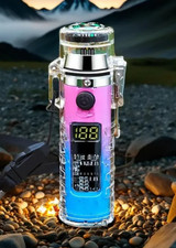 BRIQUET ARC  LAMPE DE POCHE 3 NIVEAUX  BOUSSOLE  CHARGE USB - IDEE KDO ROSE BLEU