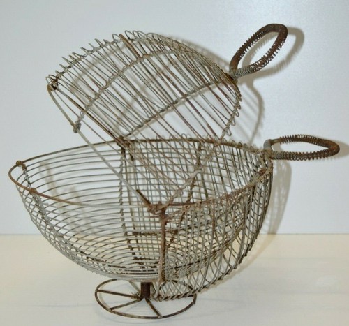 Rare ancien panier fil - panier, fer
