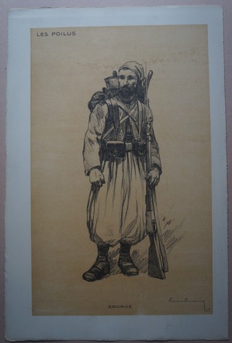 Les poilus ww1 lithographie - les,