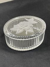 Vintage Crystal of Arches Candy Jar - Oval Dragging Box with Frosted Rose