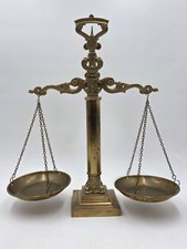 Vintage Ornate Brass Balance Justice Scale Graduated Art Nouveau Deco 16" Tall