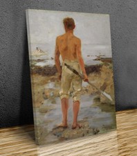 A boy with an oar Henry Scott Tuke mounted canvas print ready to hang