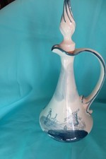 Carafe en porcelaine française décor de moulin à vent Vintage