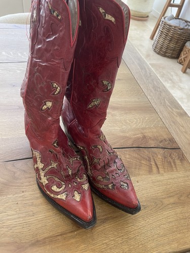 Santiags rouges cuir gowest - cuir,