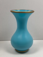 Ancien Vase en Opaline Bleu et Or XIXe