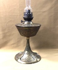 old kerosene lamp ART NOUVEAU bronze signed Georges LELEU decor NENUPHAR