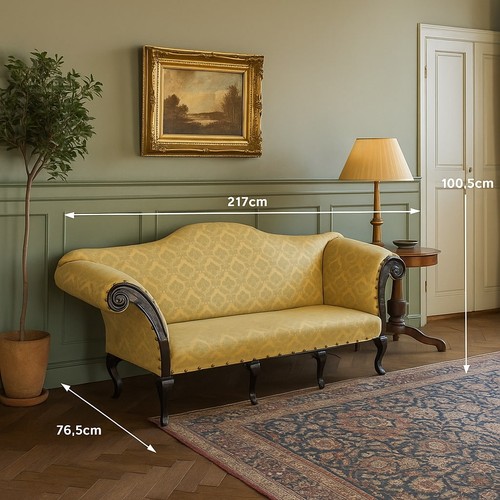 Sofa ancien noyer gravé tissu - ancien,