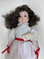 Porcelain Doll with Red Polka Dot Dress, 16", In Box