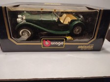 BURAGO CAR 1/18 - JAGUAR SS100 1937 GREEN - METAL - WITH BOX NICE CONDITION