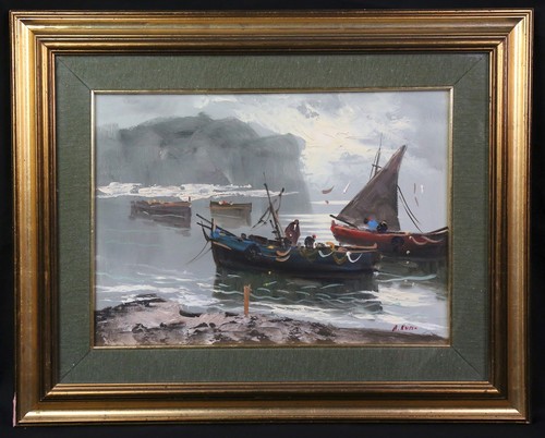 Retour pêche signé huile - signé,