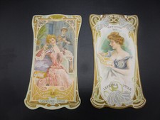 2 CHROMO ADVERTISING LEFEVRE USEFUL LU ART NOUVEAU WAFER BOUDOIR 1900