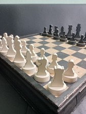 Échiquier Géant 47 Cm Jeu D'échecs Bois Cérusé