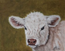 Vache Peinture originale Ferme Art 9 par 12 Pet Portrait Toile Huile Mur Art.