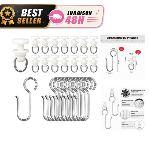 Crochets rideau rail set - crochets,