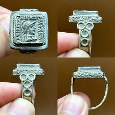 Magnifique bague en argent unique pièce de monnaie ancienne grecque-bactrienne