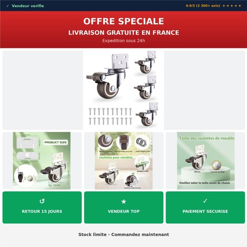 Lot roulettes pivotantes - lot,