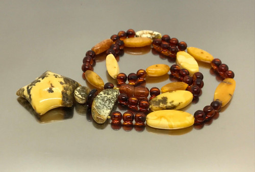 Collier ambre perles rondes - collier,