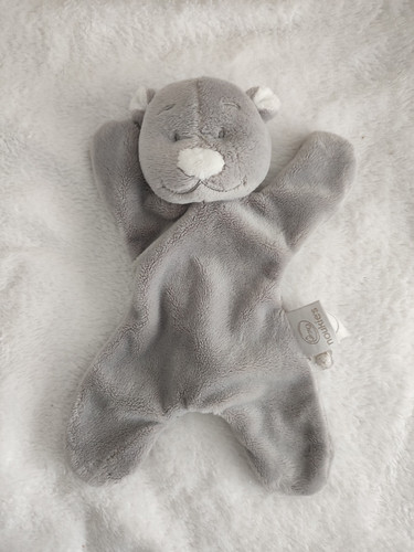 Doudou peluche plat ours - , gris