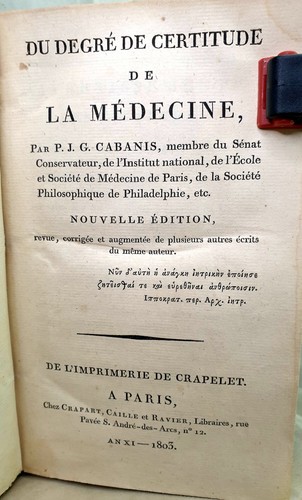Livre ancien 1803 - ancien, cabanis