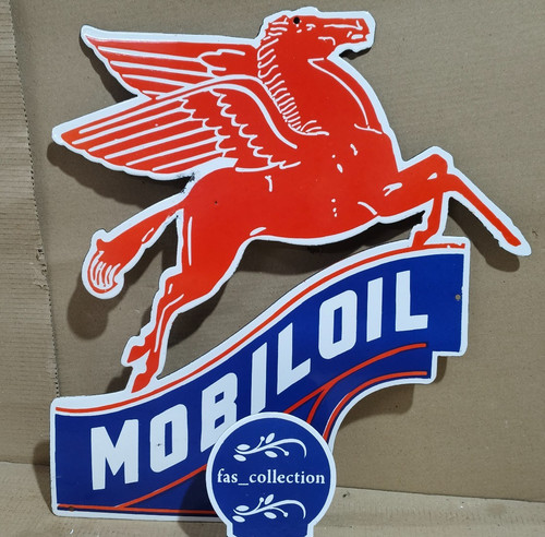 Mobiloil porcelain enamel sign - porcelain,