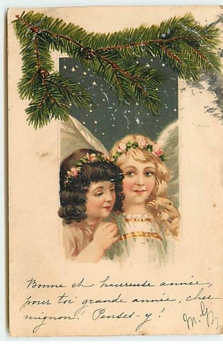 Noël anges sous une branche - noël,