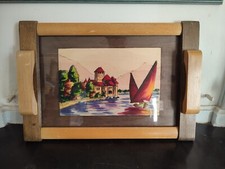 Plateau en bois à décor de