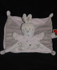 Doudou plat lapin rose abc - lapin,