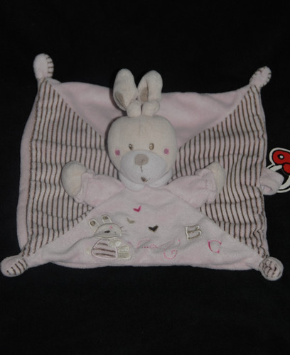 Doudou plat lapin rose - 🍀doudou,