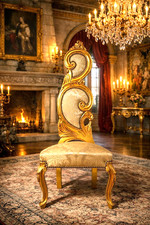 CHAISE À HAUT DOSSIER DORÉ