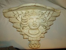ANTIQUE ANGEL WOOD PAINTED WHITE WALL WOOD ANGEL SHELF WALL SHELF