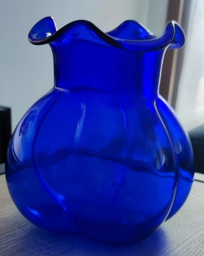 Vase verre bleu cobalt - en,