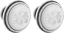 2x bouton tiroir finition nickel argent étain porcelaine céramique motif fleur
