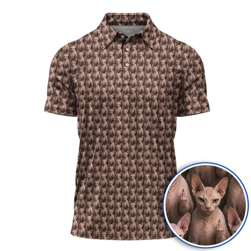 Funny sphynx cat golf polo - funny,