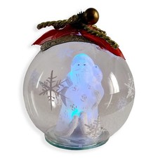 Père Noël Lumineux Dans Un Dôme De Neige Avec LED Coloré Fabriqué En Italie