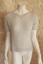 Tee-shirt ajouré gris clair