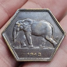 2 Francs 1943 Congo Belge Belgish Congo Éléphant 