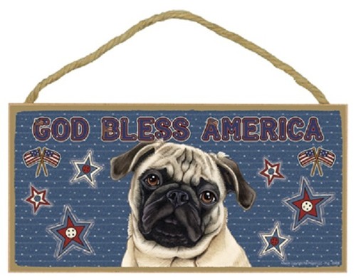 Fawn pug wooden 5x10 god - pug, bless