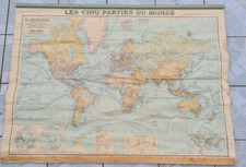 ANCIENNE CARTE DU MONDE LES 5