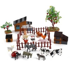 21 Pièces Animaux de La Ferme Ensemble Gâteau Topper Ensemble de Jouets,