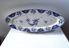 Gien grand plat de service bleu delft oiseau
