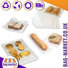 Film Fronted White Paper Bags - Clear Window -Sandwich, Food, Card, Cake, Sweets