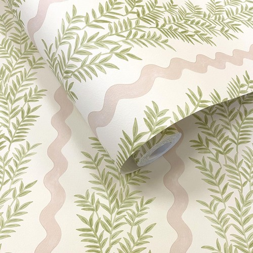 Papier peint foliage rayé - peint,