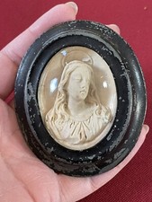 Antique Virgin Carved Limestone Relic 