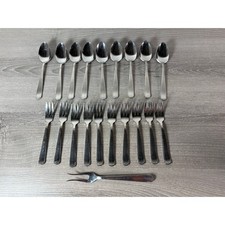 Vintage Gero Zilmeta Flatware Set – 10 Forks, 9 Spoons & 1 Serving Fork- SS