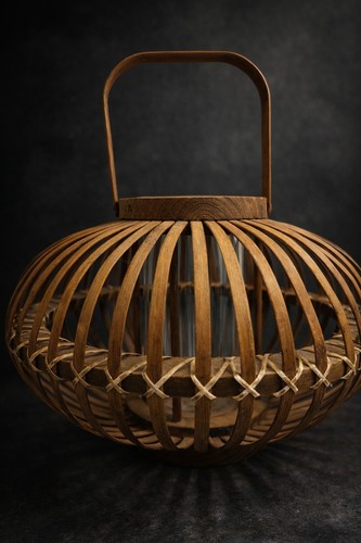 Lanterne bambou avec verre - bambou,