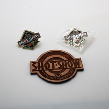 2025 Shot Show Ducks Unlimited Pins & Shot Show Wooden Epioglaser Placard