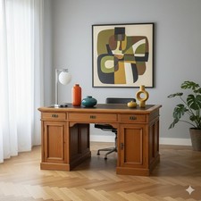 Bureau Ancien Chêne Cuir 3