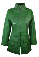 Manteau En Cuir Vert Zippé